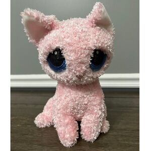 Bestever Pink Curly Swirly Kitty Cat Plush 10" Big Eyes Stuffed‎ Animal Toy